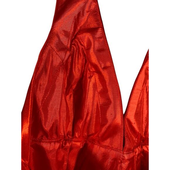 Blush Prom by Alexia Dress Size 8 Formal Prom Red Halter Satin High Slit Y2K New - Picture 15 of 16